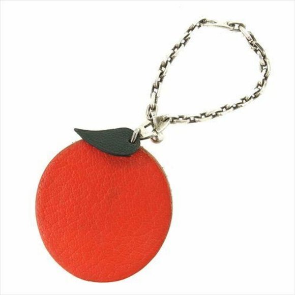 Authentic Used Hermes key ring Key holder Orange Silver Woman unisex - Picture 1 of 6